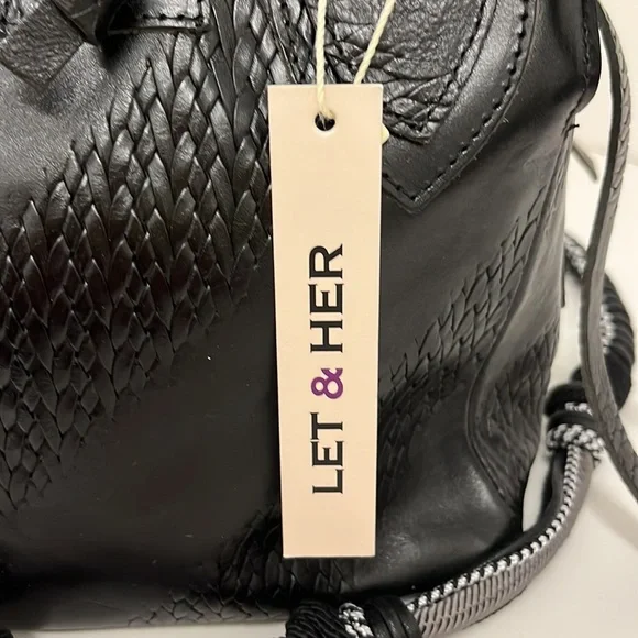 Let & Her Black Mini bag NWT has beautiful braided handle